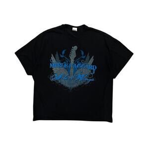 ★ Merle Haggard “Silver Wings” Guitar Design Y2K (2009) Concert T-Shirt ★